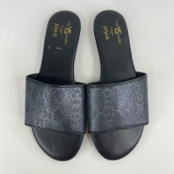 Buy Yosi Samra Women Yosi Samra Black Snake Print Slide Sandals Size 11